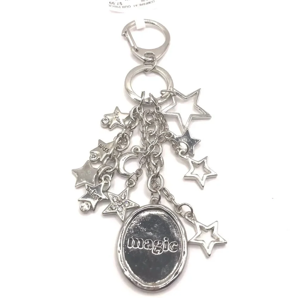 Silver Star Charm Keychain Key Holder Car Accessory